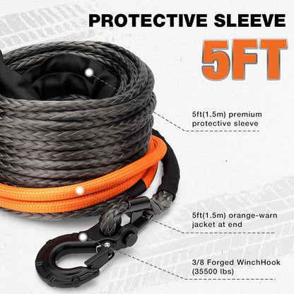 Synthetisches Windenseil 3/8" x 92 Fuß – 11,5 Tonnen Tragkraft