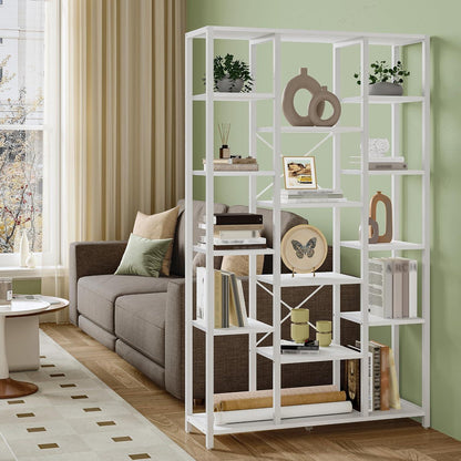 Standregal mit 6 Ebenen – Weißes Bücherregal für Wohnzimmer & Büro