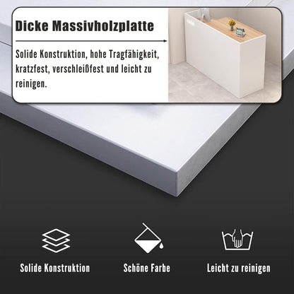 Rezeptionstheke Holz Grau-Weiß | Empfangstresen mit Stauraum 200cm