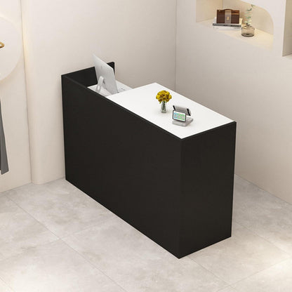 Rezeptionstheke Holz mit Stauraum – Schwarz Weiß 120x50x100cm