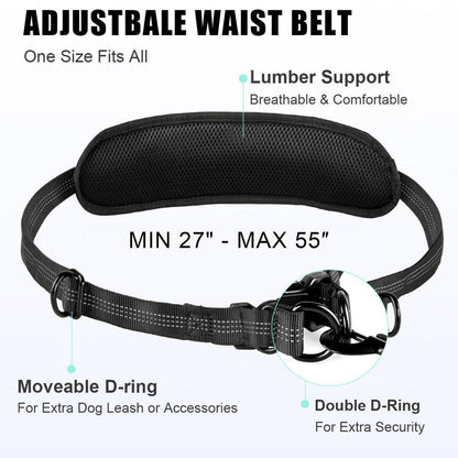 Freihändige Hundeleine für 2 Hunde mit Tasche & Reflektoren