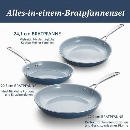 Keramik Pfannenset 3-teilig | Induktion, Gas, Ofenfest, PFAS-frei