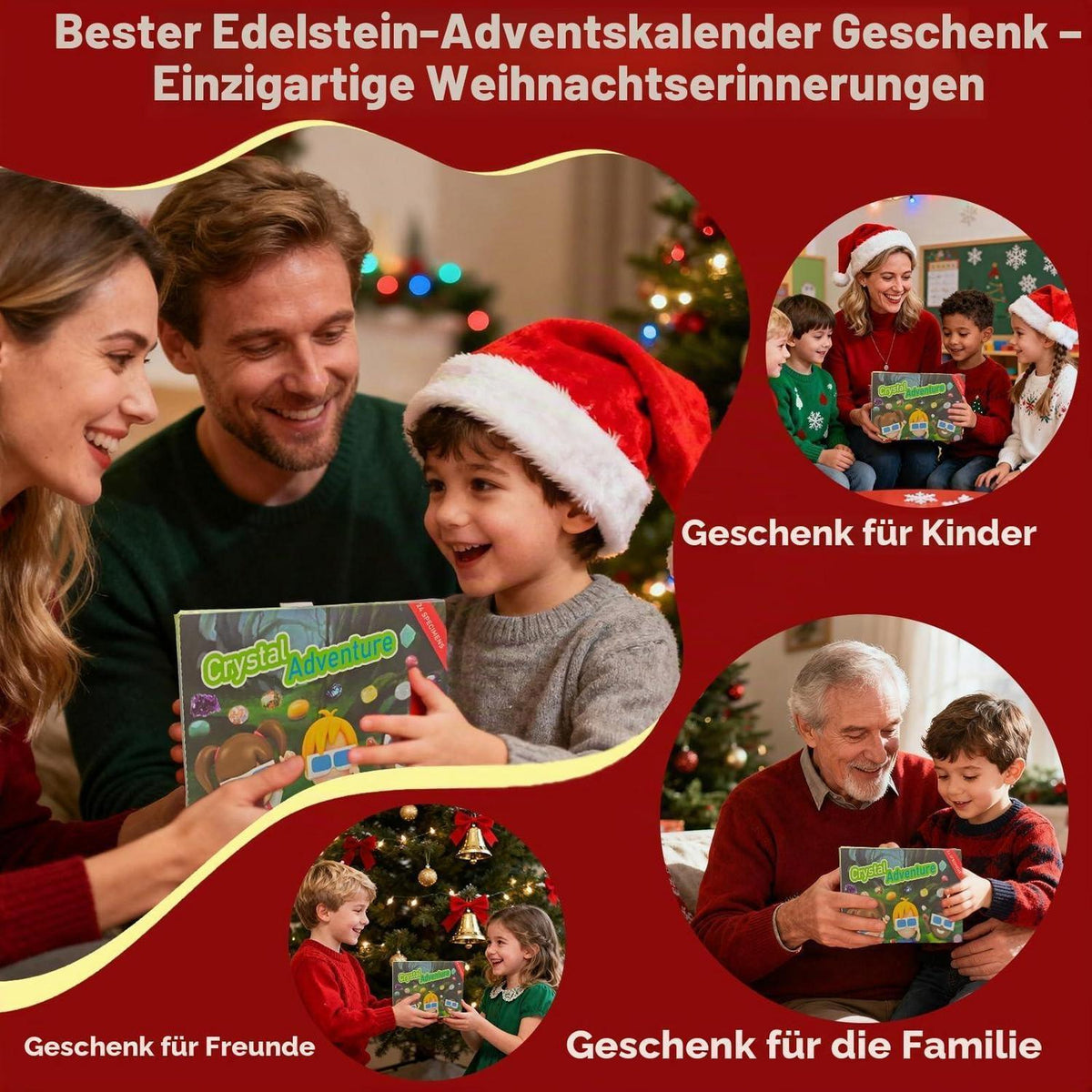 Edelstein Adventskalender 2026 – 24 Natürliche Kristalle für Kinder