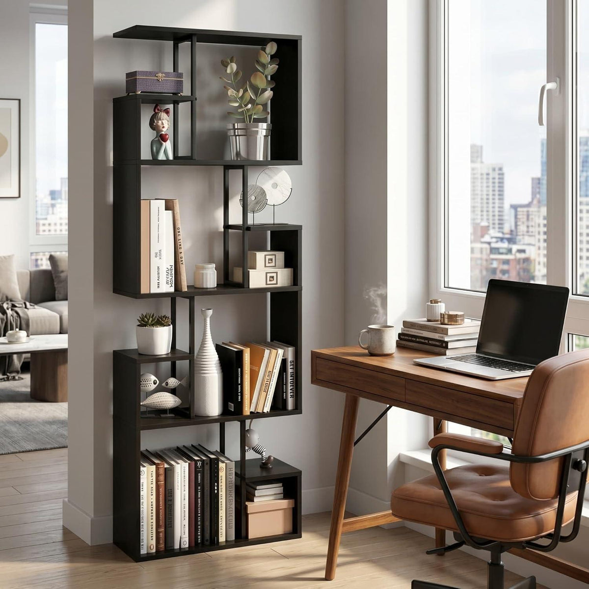 Modernes Bücherregal Schwarz – Raumteiler & Standregal