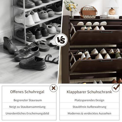 Schmaler Schuhschrank mit Klappläden – Platzsparend & Modern