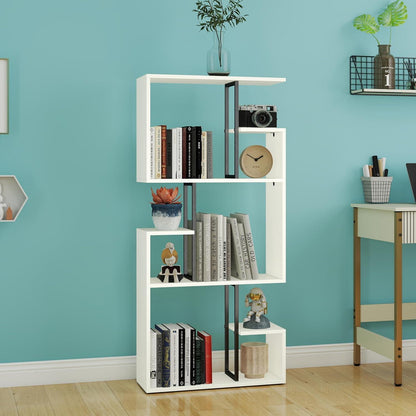 Großes weißes Bücherregal Holz mit Metall – Raumteiler & Shelf