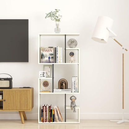Großes weißes Bücherregal Holz mit Metall – Raumteiler & Shelf