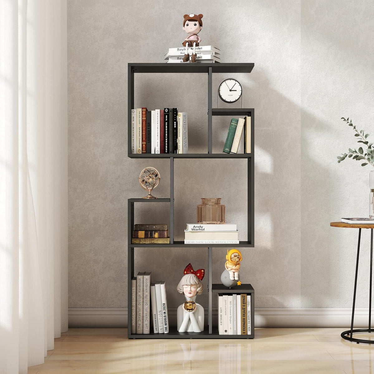 Großes Bücherregal Schwarz-Braun | Raumteiler & Shelf für Wohnzimmer
