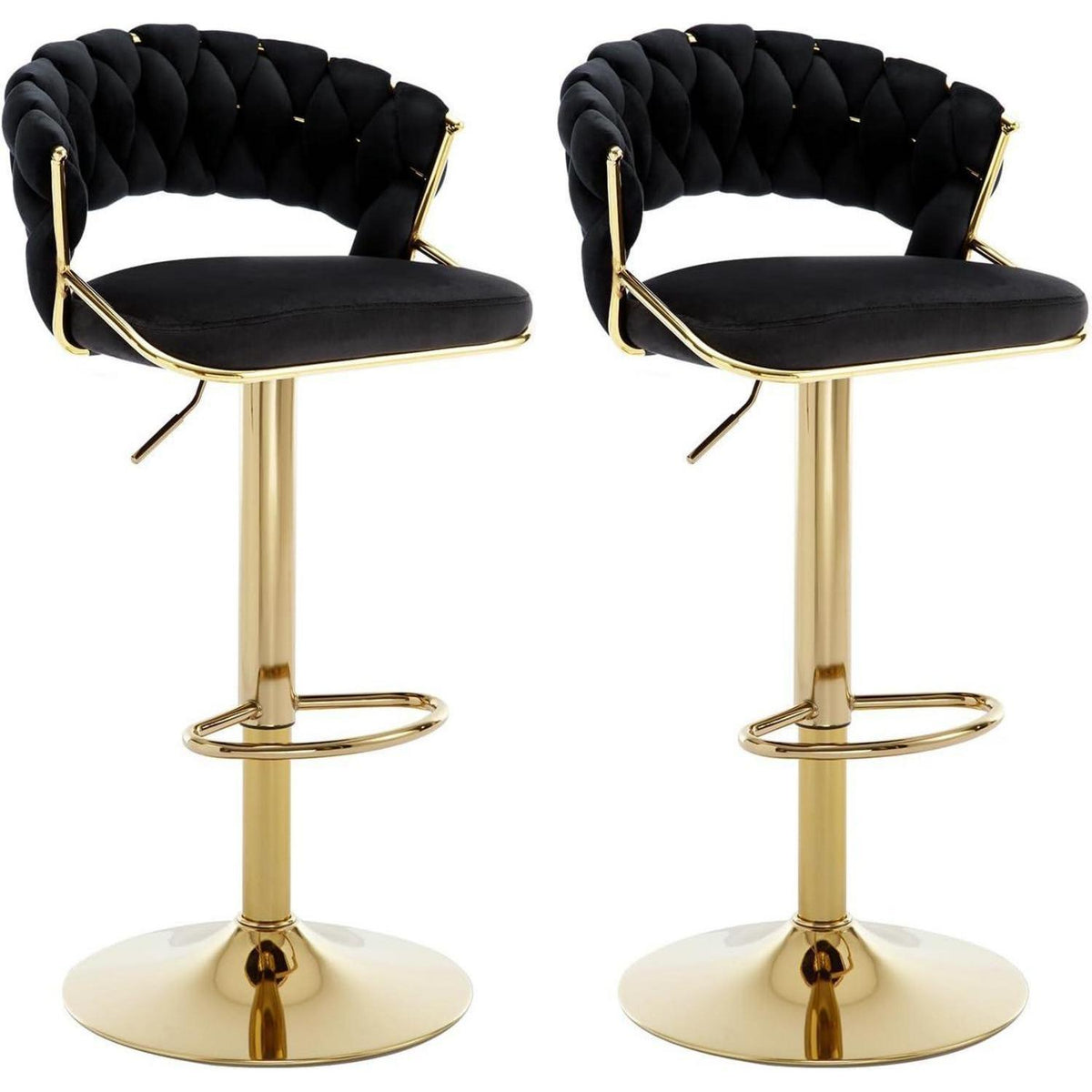 Moderne Samt Barhocker 2er Set, höhenverstellbar & drehbar