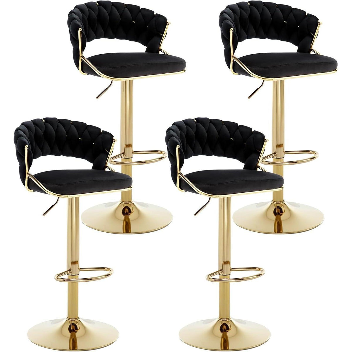 Moderne Samt Barhocker 2er Set, höhenverstellbar & drehbar