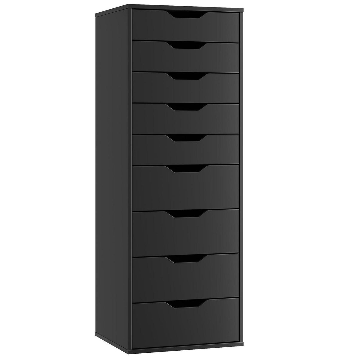 Schmale Kommode mit 9 Schubladen, Schwarz, 45x40x124 cm