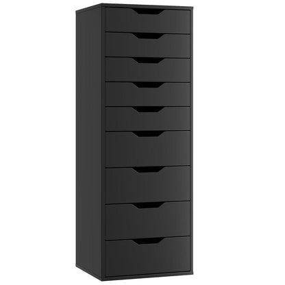 Schmale Kommode mit 9 Schubladen, Schwarz, 45x40x124 cm