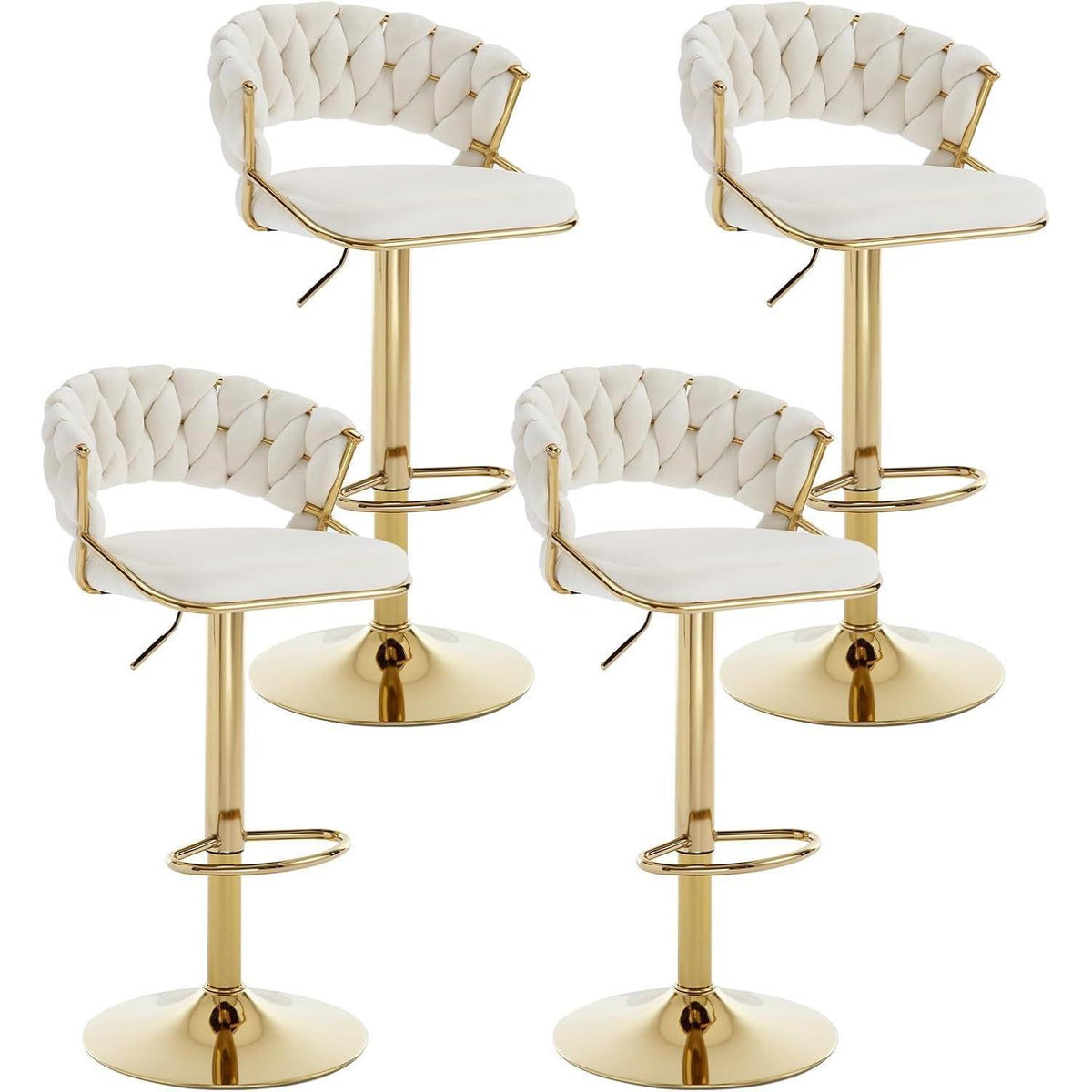 Moderne Barhocker Set 4er – Samt, Höhenverstellbar & Drehbar