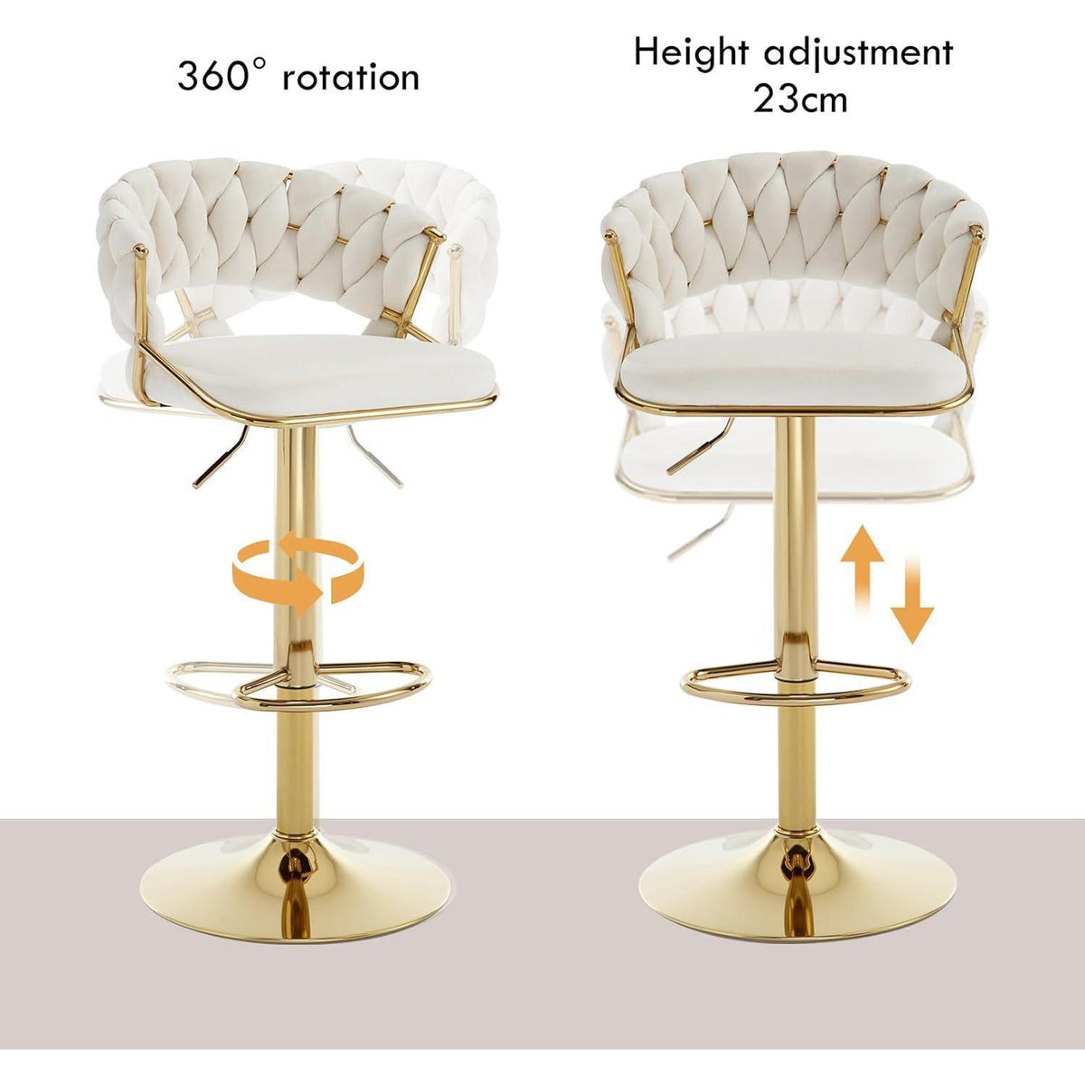 Moderne Barhocker Set 4er – Samt, Höhenverstellbar & Drehbar