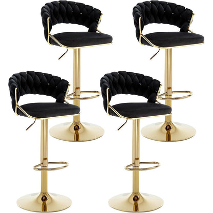 Moderne Samt Barhocker 4er Set, höhenverstellbar & drehbar
