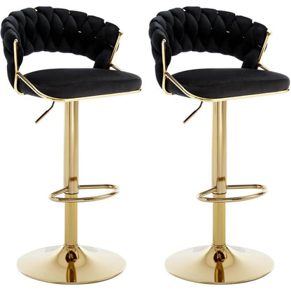 Moderne Samt Barhocker 4er Set, höhenverstellbar & drehbar