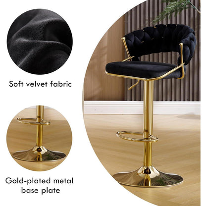 Moderne Samt Barhocker 4er Set, höhenverstellbar & drehbar