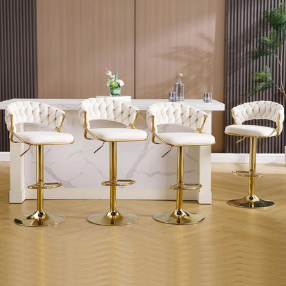 Moderne Samt Barhocker 2er Set, höhenverstellbar & drehbar