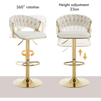 Moderne Samt Barhocker 2er Set, höhenverstellbar & drehbar