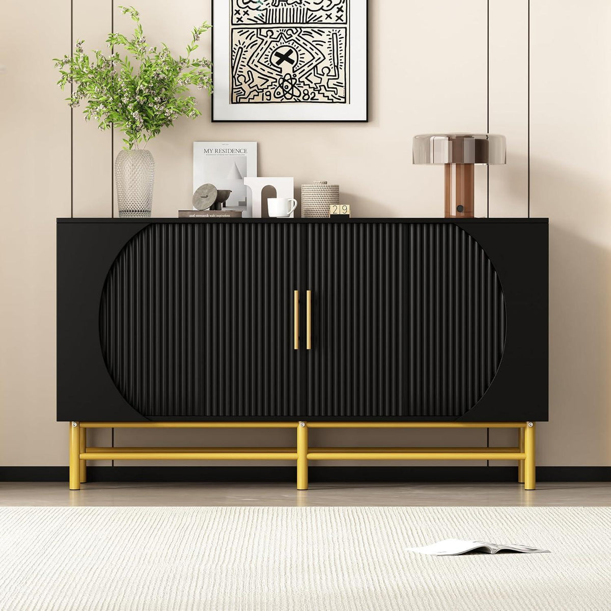 Moderne Kommode 145cm – Sideboard mit verstellbaren Regalen