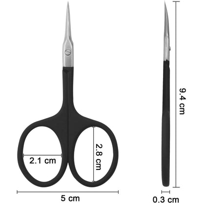 Nagelhautschere Extra Fein mit Gebogener Spitze, Edelstahl, Schwarz