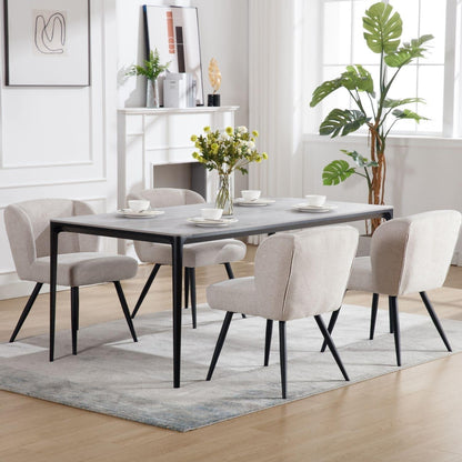 Moderner Esszimmerstuhl Set 4er – Bequeme Polsterstühle Leinen Oatmeal