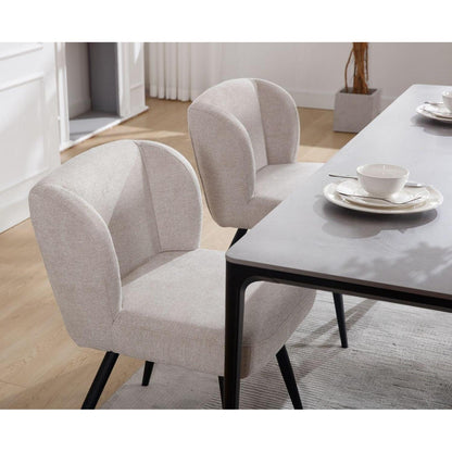 Moderner Esszimmerstuhl Set 4er – Bequeme Polsterstühle Leinen Oatmeal