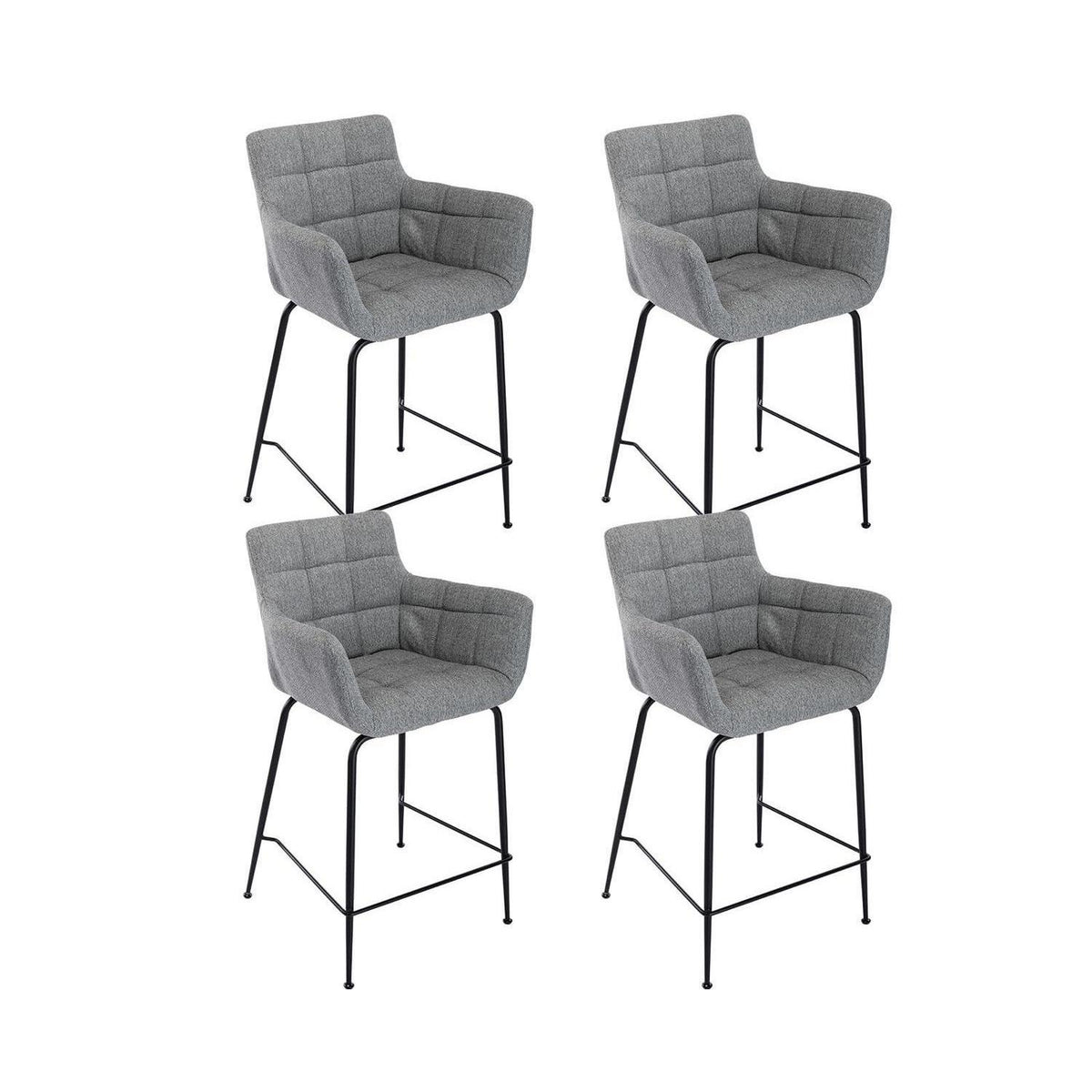 Moderner Barhocker 4er Set mit Frottee & Metallfüßen Grau