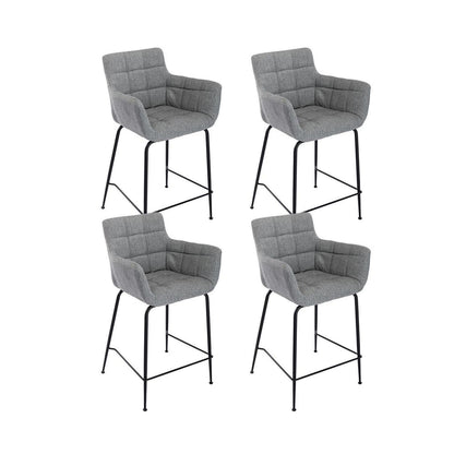 Moderner Barhocker 4er Set mit Frottee & Metallfüßen Grau