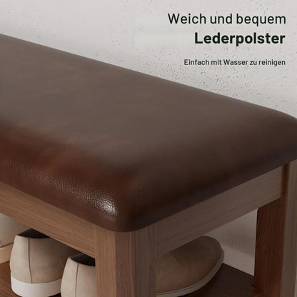 Schuhregal Bank mit Kissen, 100cm Walnuss