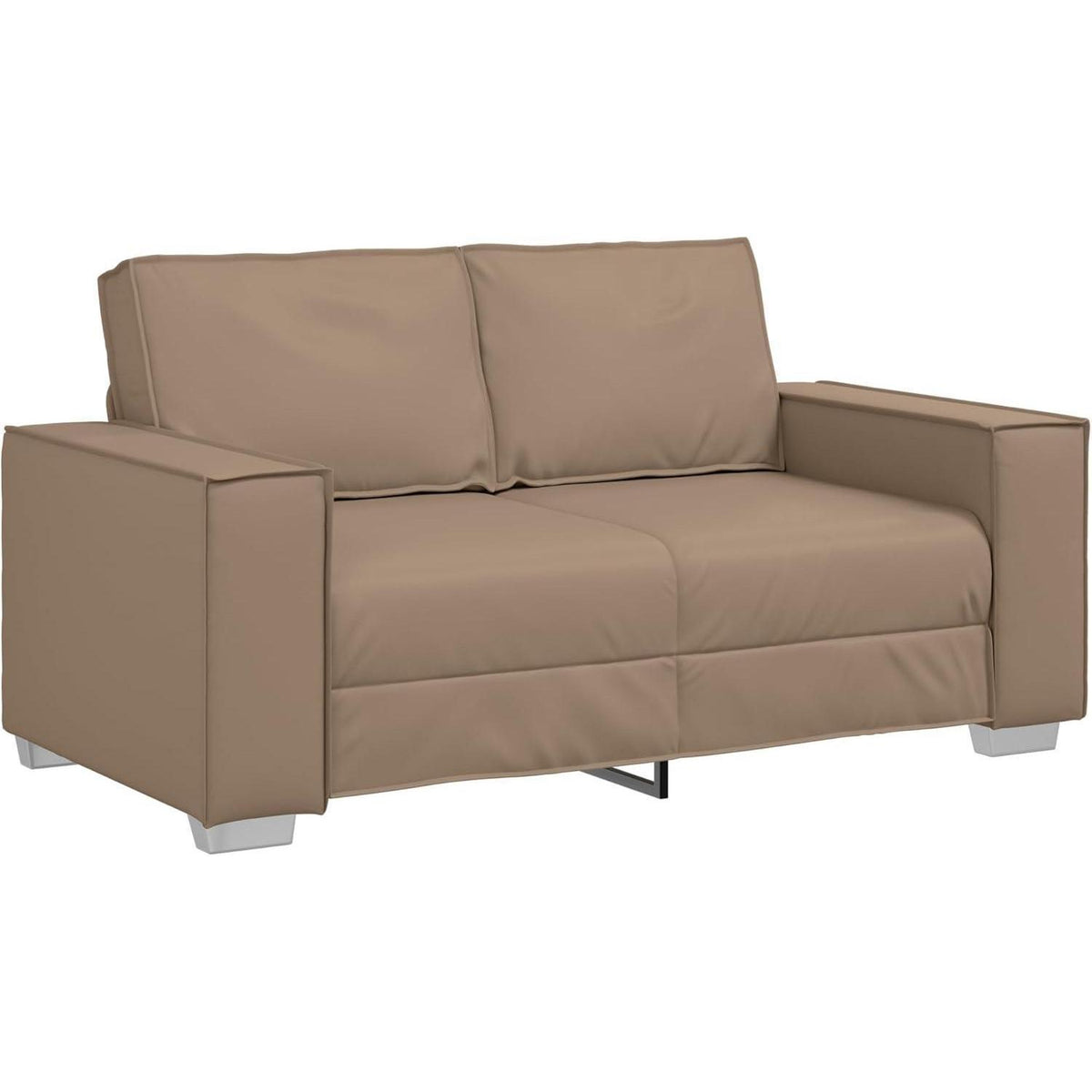 2-Sitzer Sofa Cappuccino – 120cm mit Abnehmbaren Kissen in Lederoptik