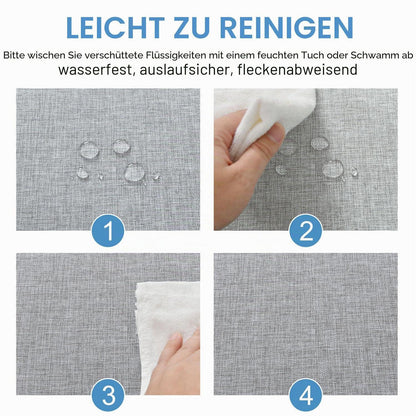 Runde Tischdecke Grau 160cm Leinenoptik Abwaschbar