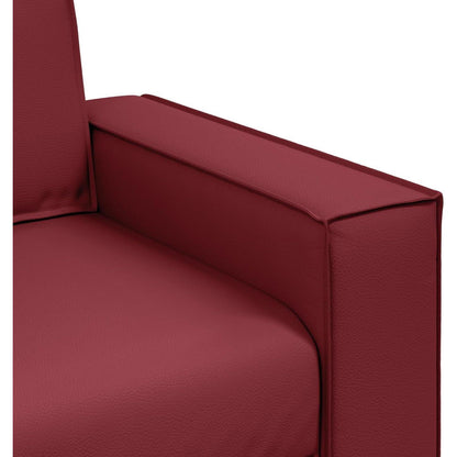 2-Sitzer Sofa Weinrot – Couch 140cm für Wohnzimmer in Lederoptik