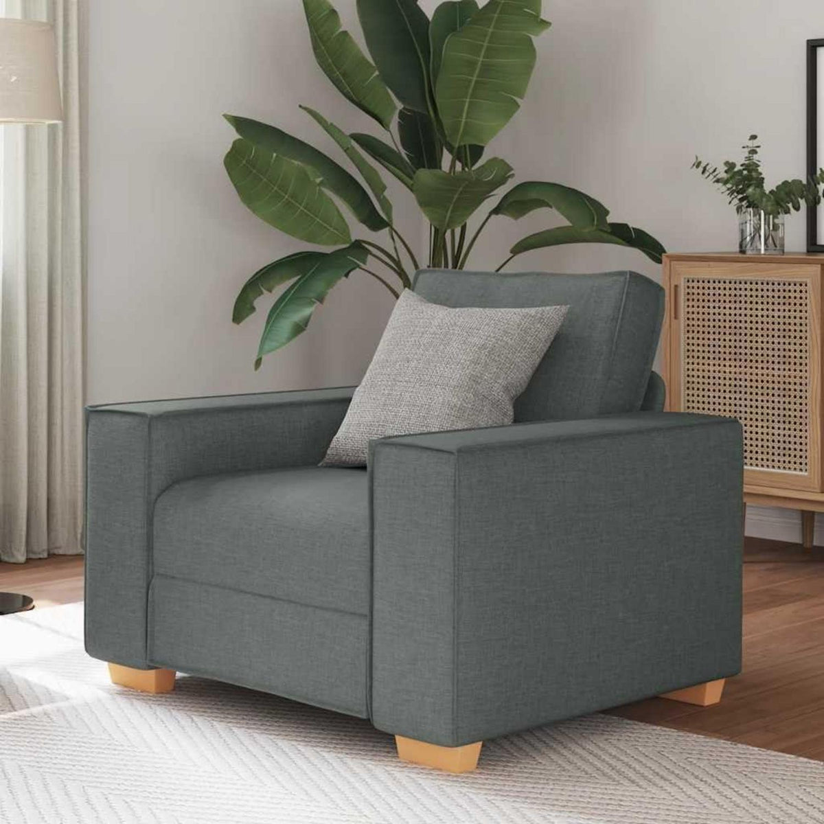 Dunkelgrauer Stoffsofa Stuhl – Modernes Couch für Wohnzimmer