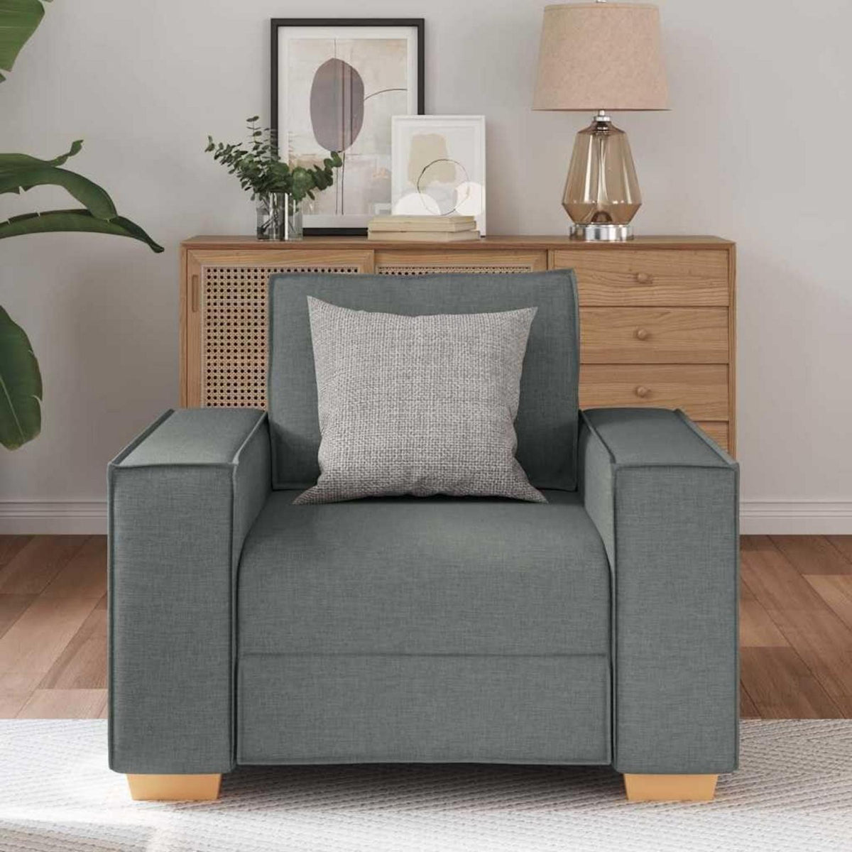 Dunkelgrauer Stoffsofa Stuhl – Modernes Couch für Wohnzimmer