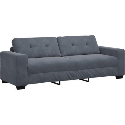 3-TLG. Samt Sofagarnitur Dunkelgrau – Wohnzimmer Set