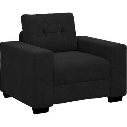 3-TLG. Samt Sofagarnitur Schwarz – Modernes Wohnzimmer Set