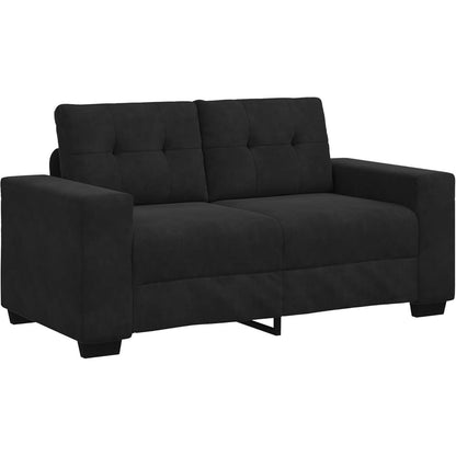 3-TLG. Samt Sofagarnitur Schwarz – Modernes Wohnzimmer Set