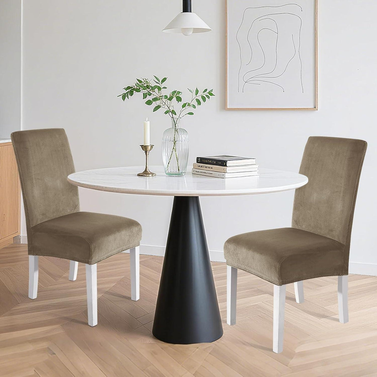 Samt Stuhlhussen 2er Set – Stretch, Waschbar & Kratzfest
