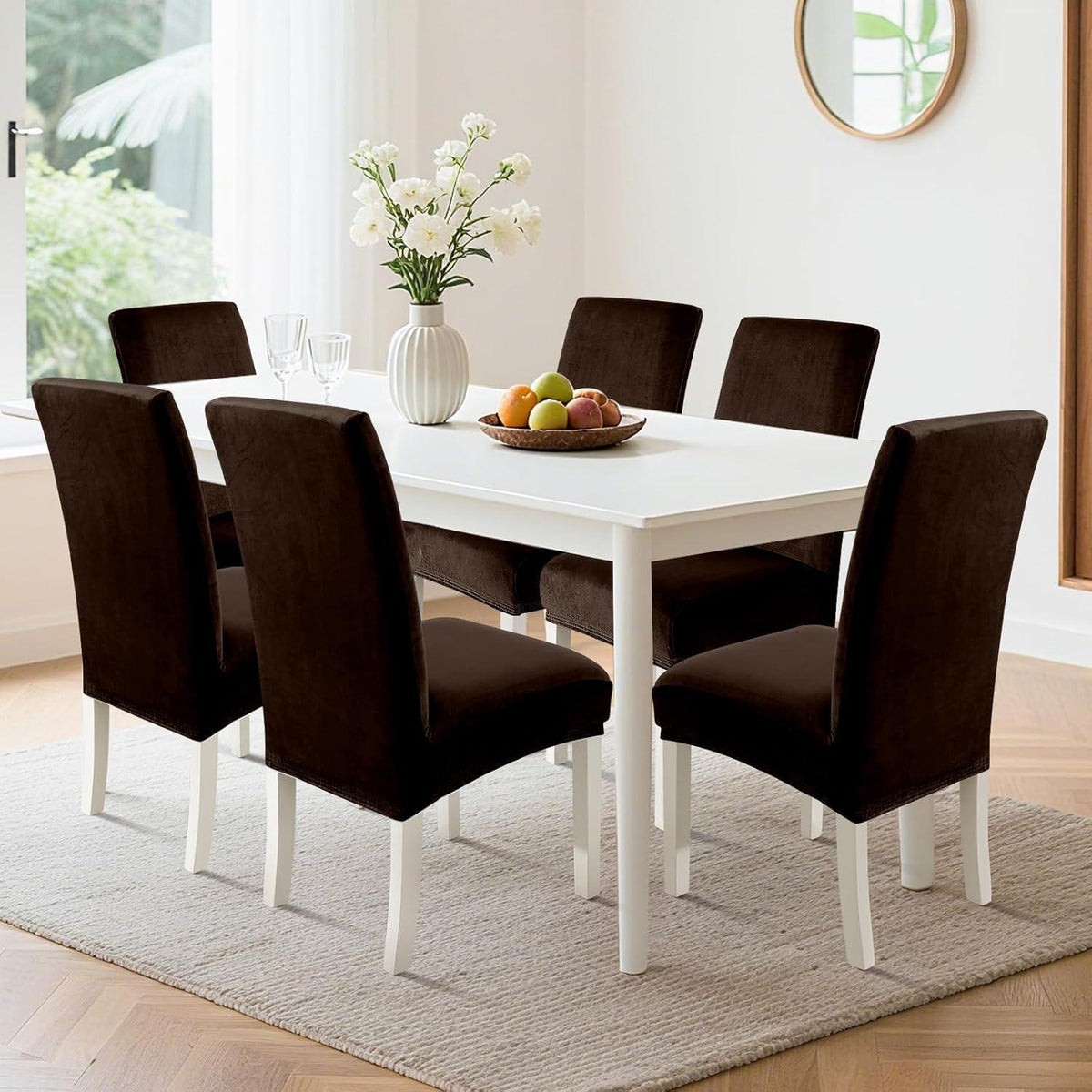 Samt Stuhlhussen 6er Set – Stretch, Waschbar & Kratzfest
