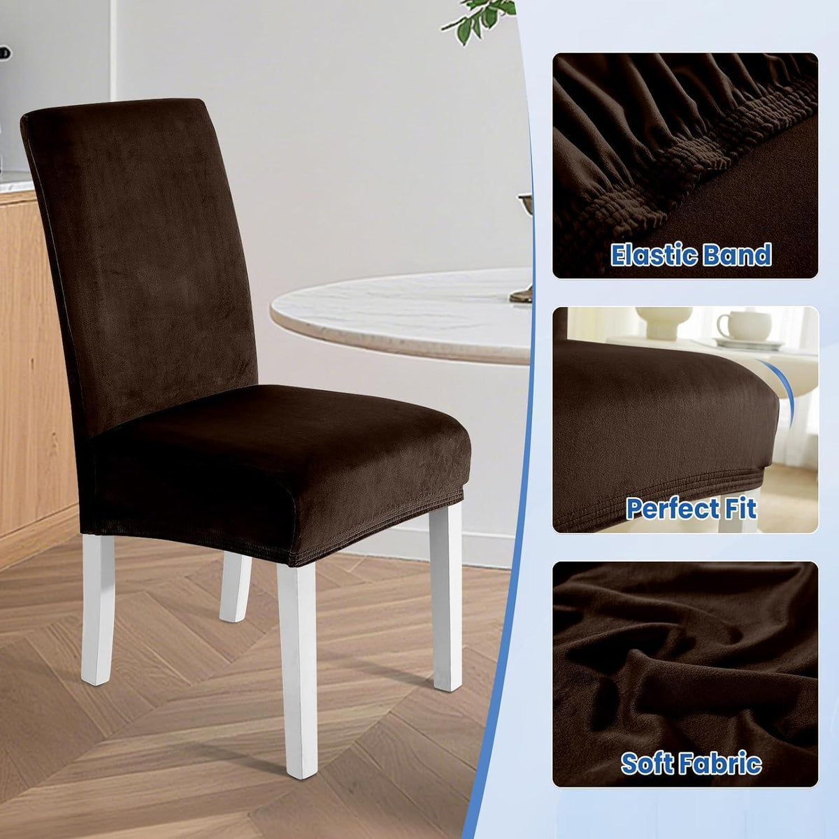 Samt Stuhlhussen 6er Set – Stretch, Waschbar & Kratzfest