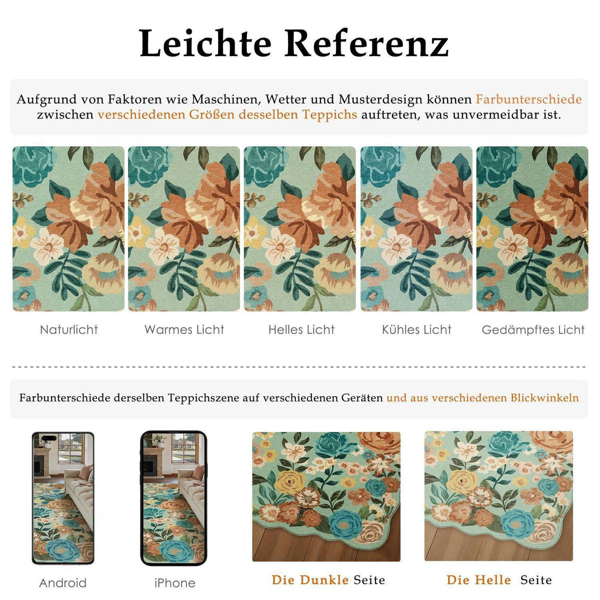 Grüner Wohnteppich 200x300cm – Waschbarer Teppich mit Wellenmuster