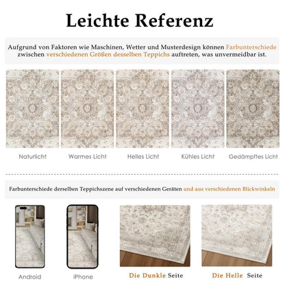Vintage Läufer Beige 60x240cm – Waschbarer Teppich für Flur