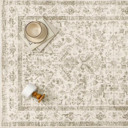Vintage Teppich Beige 200x300cm Waschbar Rechteckig