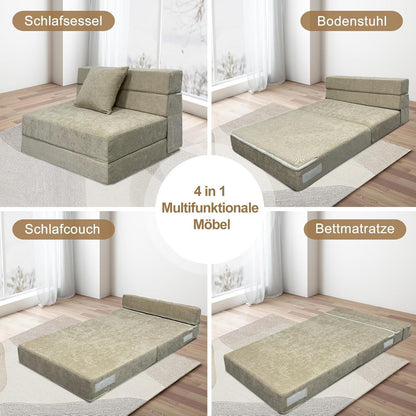 Klappsofa mit Schlaffunktion – Beiges Gästebett 100x190 cm