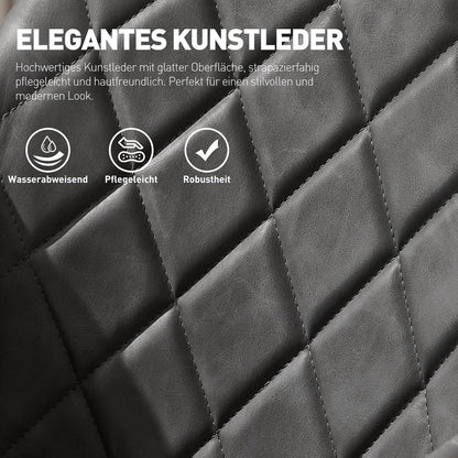 Drehbarer Esszimmerstuhl mit Armlehnen – Hellgrau (2er Set) in Lederoptik