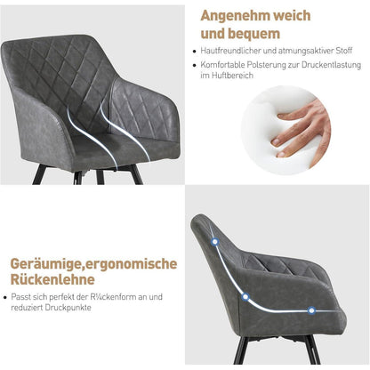 Drehbarer Esszimmerstuhl Set 4er – Hellgrau in Lederoptik