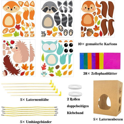Laternen Bastelset Kinder – 5 Tier-Laternen für St. Martin