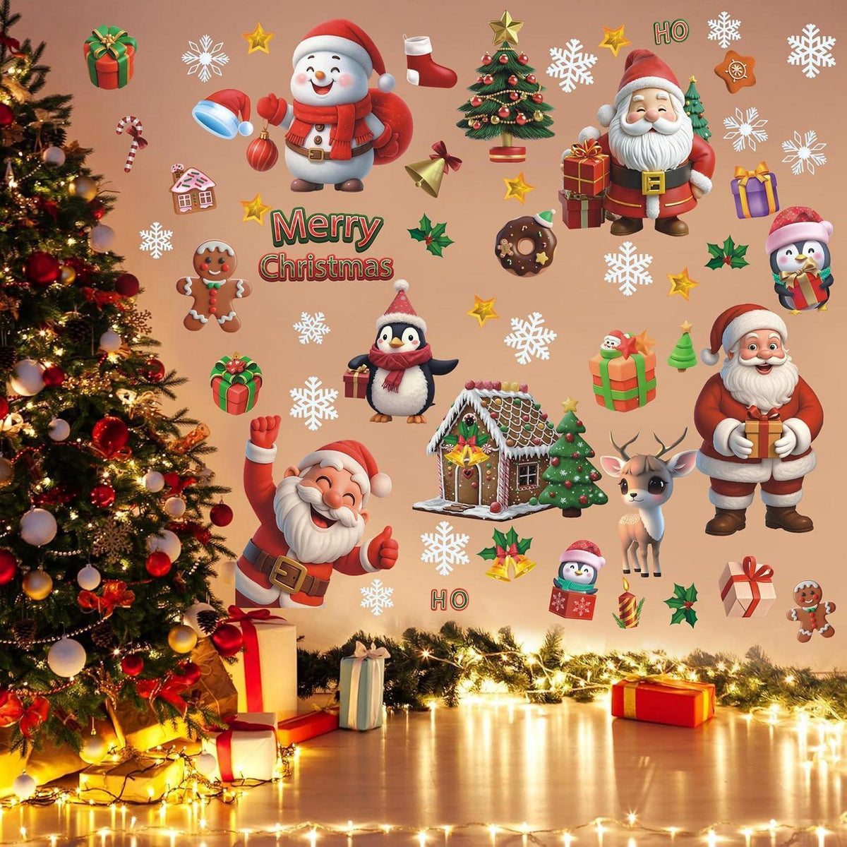 Weihnachtsfenstersticker Jesus Schaf Kreuz – Festliche Deko für Zuhause