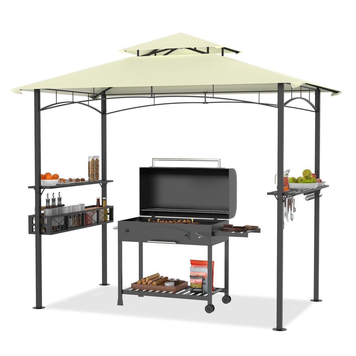 Grillpavillon mit Doppeldach & Stauraum – 245x153x250 cm